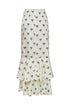 Sevilla Martellato Silk Skirt / Ivory - Black Polka Palms
